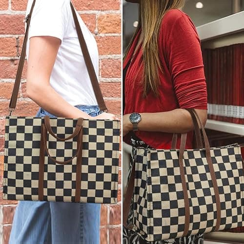 Laptop Tote Bag for Women Work 15.6 inch Canvas Shoulder Bags Computer Messenger Purse Teacher Handbag Office Briefcase thumbnail 8