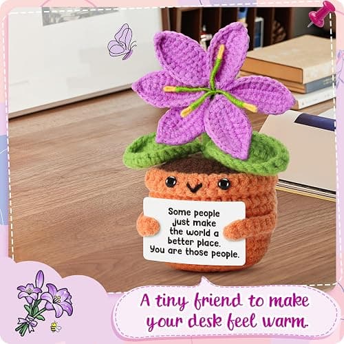 Handmade Crochet Purple Lily Flower Doll – Valentines Day Romantic Gift for Her, Women, Thank You Appreciation Gifts for Coworkers, Teachers, Friends, Birthday, Mother’s Day, Easter Spring Decor thumbnail 6