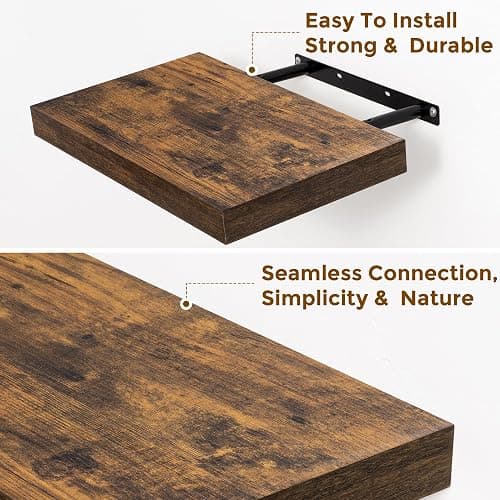 Feihorrm 90CM Long Floating Shelves Set of 2, 23.5cm Deep Rustic Wall Shelf, Modern Style, 2 Shelves, Wall-Mounted, Unisex, Living Room thumbnail 6