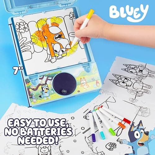 Bluey Motion Animation Tablet - Turn Drawings into Bluey with 20 Design Inserts, Coloring Markers, Drawing Pad, 8"W x 8.5"H thumbnail 6