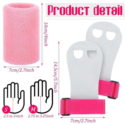 Civaner 2 Gymnastics Grips Wristbands Sets Pink Gymnastic Hand Grips Protection and Wrist Support Sports Accessories for Workout Exercise Basketball Tennis Football thumbnail 2
