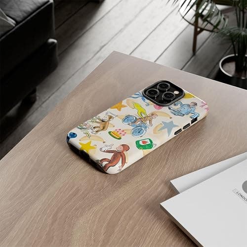 Curious Monkey & Banana Custom George Name Photo Phone Case Compatible with iPhone 15, Protective Hybrid 2-Layer Hard Shell, Cute Curious Monkey Collection Playful George thumbnail 4