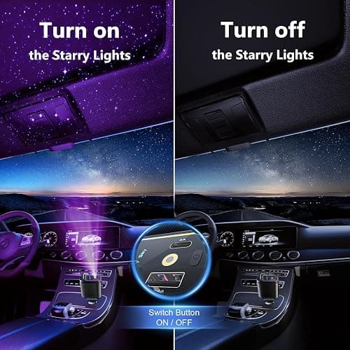 Retractable Car Charger with Starlight, 66W Starlight in Car roof 4 in 1 Retractable Car Phone Charger Adapter, Fast Charging USB C Cable, Compatible with iPhone 17/16/15/14/13/12 thumbnail 3