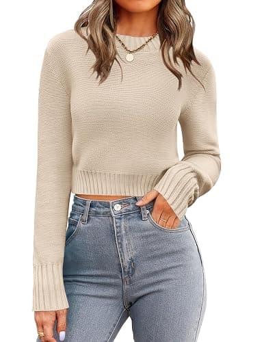 Zeagoo Women's 2026 Fall Crewneck Cropped Sweaters Long Sleeve Knit Tops | Basic Soft Cozy Ribbed Knitted Pullover,Trendy Winter Fashion Layer Cute Clothing,Going Out Business Casual Dressy Outfit - Image 1