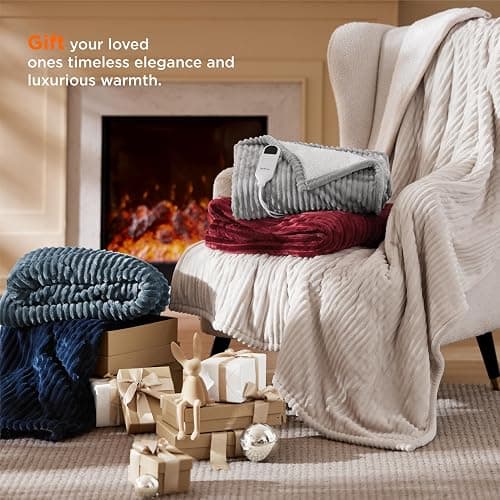 Bedsure GentleSoft Heated Blanket Electric Throw - Soft Ribbed Flannel Electric Blanket, Heating with 4 Time Settings, 6 Heat Settings, and 3 hrs Timer Auto Shut Off (50x60 inches, Bridal Rose) thumbnail 8