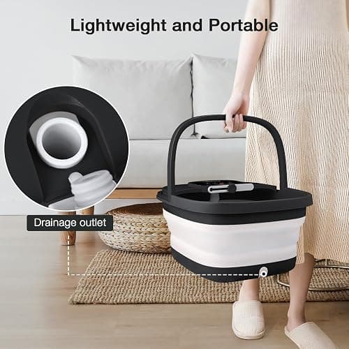HOSPAN Collapsible Foot Spa with Heat, Bubble, Red Light, and Temperature Control, Foot Bath Massager with 8 Shiatsu Massage Rollers, Pedicure Foot Spa for Relaxation and Stress Relief, Black thumbnail 4