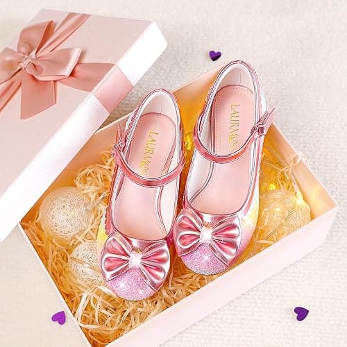 LAURMOSA Princess Shoes High Heel Toddler Girls Dress Shoes Cute Bowknot Sparkle Mary Jane Flower Girls Wedding Birthday Party Prom for Little Big Kids thumbnail 6
