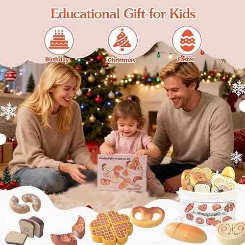Smartwo Cibo Giocattolo Legno, Accessori Cucina Bambini, Giochi di Legno per bambini 2-3 anni montessori, Pane Tagliare, Regali di Compleanno e Natale Adatti a Bambini e Bambine thumbnail 8