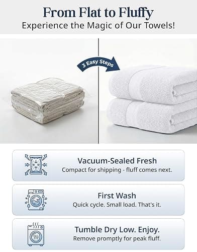 LANE LINEN Bath Towel Set 100% Cotton 16 Piece Soft Absorbent - White | Cotton Bath Towels, Soft & Durable, Ring-Spun, Ideal for the Home & Spa, with OEKO-TEX thumbnail 3