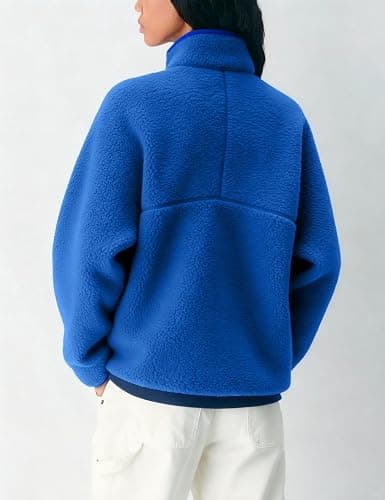 Aimiray Fleece Pullover Women Long Sleeve Half Zip Sherpa Jacket Warm Trendy Teddy Fall Sweatshirts with Side Pockets thumbnail 3