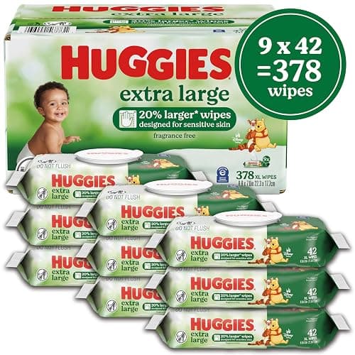 Huggies Extra Large Baby Wipes, Unscented, 9 Flip-Top Packs, 378 XL Wipes Total, Packaging May Vary - 42 Count (Pack of 9) thumbnail 2