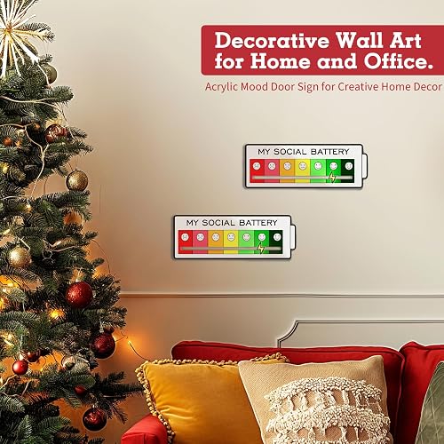 Acrylic Mood Door Sign for Creative Home Decor, 7 Emotion Expressions, Decorative Wall Art for Home and Office. (White) thumbnail 4