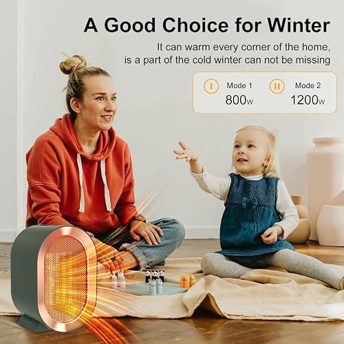 Swocky Indoor Electric Portable Space Heater, 1200W Personal Desk Heater, Fast Quiet Heating Ceramic for Small Room,Bedroom and Office Use (Pink) thumbnail 5
