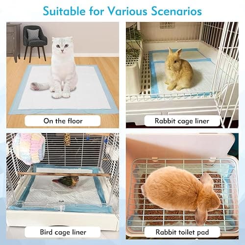 Fhiny 50 PCS Rabbit Pee Pads 18" x 24" Thicken Bunny Pee Pads Disposable Super Absorbent and Leak-Proof Potty Pad for Puppy Cats Guinea Pigs Chinchillas and Other Small Animals thumbnail 7