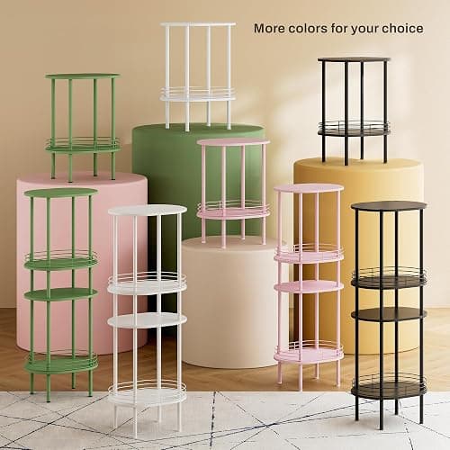 Small Modern Oval Side Table with Storage,2-Tier Side Tables Living Room,Sturdy Nightstand for Small Space - Living Room, Bedroom, Bathroom, Nursery (1PC,Pink) thumbnail 7
