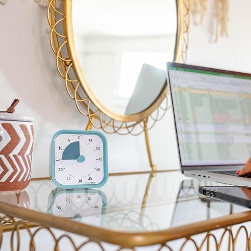 TIME TIMER Home MOD - 60 Minute Kids Visual Timer Home Edition - for Homeschool Supplies Study Tool, Timer for Kids Desk, Office Desk and Meetings with Silent Operation (Lake Day Blue) thumbnail 4