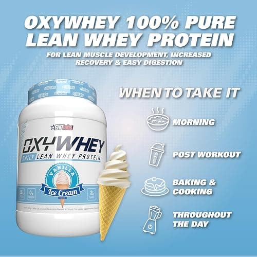 EHP Labs OxyWhey Whey Protein Isolate – 25g High Protein, Low Carb, Sugar Free Meal Replacement – Lean Whey Powder for Muscle Recovery – Non-GMO, Gluten Free – 25 Serves – Vanilla Ice Cream thumbnail 6
