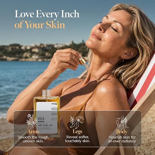 GODA Silk Body Oil Women - Firming Anti Aging Moisturizing Formula, Crepey Skin Hydrating After Shower, Scented Organic Blend Premium Skincare thumbnail 6