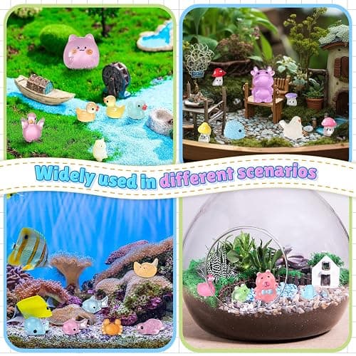 Vicenpal 360 Pcs Luminous Mini Resin Animals Miniature 32 Set Tiny Resin Bulk Glow in The Dark Capybara Duck Little Rabbit Bird Turtle Figurines Accessories for Aquarium Fairy Garden Bonsai Decor thumbnail 6