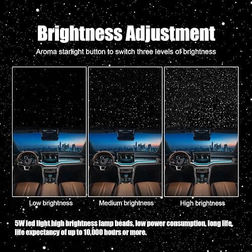 Laooteyy Car Star Projector with Smart Air Freshener Diffuser, Car Interior Decor, Ceiling LED Lights with 6 Scents, Vent Clip Roof Accent Light, Auto On/Off, Black (Starry Sky) thumbnail 7