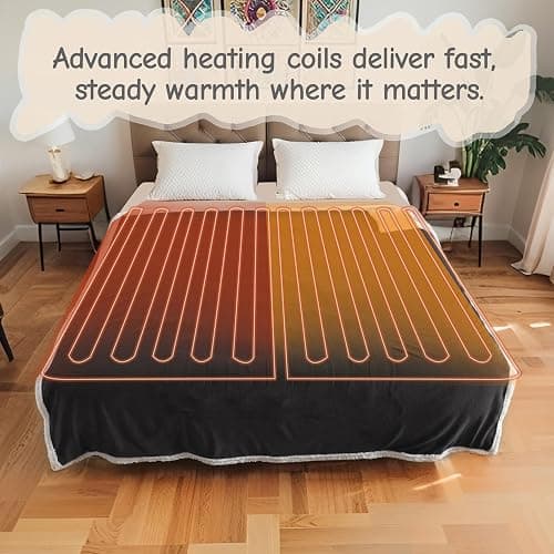Electric Heated Blanket Full Size 72"x84", Soft Flannel with Overheat Protection, 6 Adjustable Heat Settings & 10-Hour Auto-Off Timer, Fast Heating for Winter Comfort, Dark Gray thumbnail 5