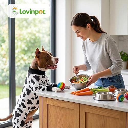 LovinPet Large Dog Pajamas, All-Season Animal Print, White, XL | 4-Leg Cotton Blend Bodysuit; Ribbed Cuffs; Warm Pajamas for Pitbulls and Big Breeds; Black; Large Breed Dog Jammies thumbnail 9