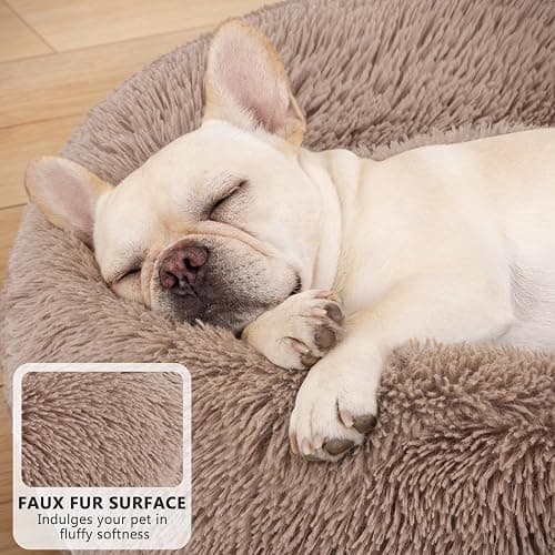 MIXJOY Orthopedic Dog Bed Comfortable Donut Cuddler Round Pet Beds Ultra Soft Washable Dog and Cat Cushion (20''/23''/30'') (23'', Brown) thumbnail 3