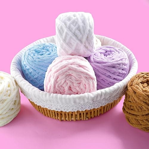Chunky Chenille Yarn for Crocheting, Fluffy Baby Blanket Yarn for Crochet Sweater Shawl Scarf Gloves, Super Soft Amigurumi Plush Yarn 74 yds/3.5 oz (Black) thumbnail 2