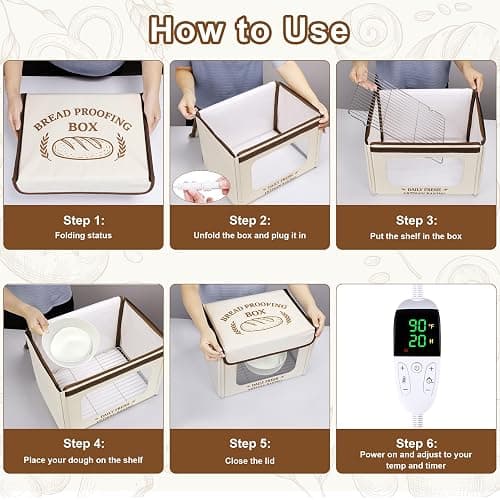 Antner Folding Bread Proofing Box with 70-131°F Temp Control & 99H Timer, Front-View Window Sourdough Proofing Box, Dough Proofer with Metal Rack for Sourdough, Pizza, Bread Baking, Yogurt, Kombucha thumbnail 8