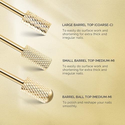 MelodySusie Nail Drill Bits Set, 7pcs Tungsten Carbide Nail Bits for Nail Drill E-file, 3/32 inch Bits Manicure Pedicure Remover Tools for Acrylic Gel Nails, Salon Home Nail Care Supplies, Gold thumbnail 4