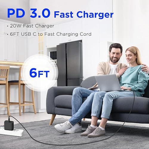 iPhone 17 16 15 Charger Fast Charging,2Pack 20W Apple iPad USB C Wall Chrager Block with 6FT USB C to C Cable for iPhone 17/Pro/Pro Max/17 Air/ 16/16 Pro/16 Pro Max/15/Plus/Pro/Pro Max (Black) thumbnail 6