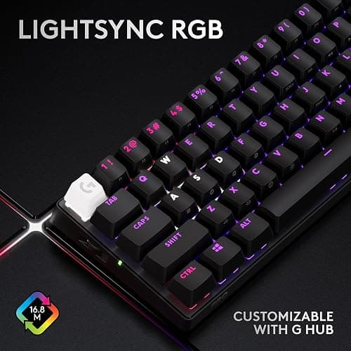 Logitech G PRO X 60 Lightspeed Wireless Gaming Keyboard, Ultra Compact TKL 60% Mechanical Keyboard for Windows PC, LIGHTSYNC RGB, Dual-Shot PBT Keycaps, GX Optical Tactile Switches - Black thumbnail 8