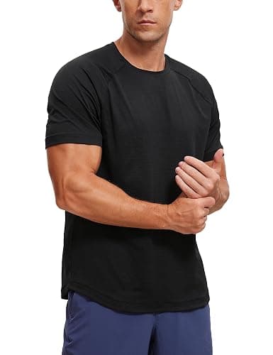 CRZ YOGA Texture Workout Shirts for Men - Lightweight Crewneck Running Athletic T-Shirts Short Sleeve Gym Tops - Image 1