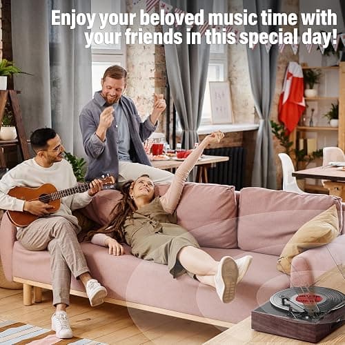 Vinyl Record Player Bluetooth Belt-Driven 3-Speed Turntable, Vintage Retro Record Players Built-in Stereo Speakers thumbnail 8