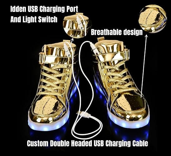 IGxx LED Light Up Shoes for Kids High Top Sneakers Lights Shoes for Boys Girls Unisex USB Charging Flashing Luminous thumbnail 4