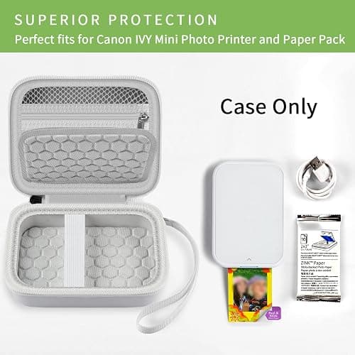 ALKOO Case for HP Sprocket 2x3 Portable Photo Printer, for Canon IVY, IVY 2, CLIQ, CLIQ+, CLIQ 2 Mini Instant Camera Photo Printer Carrying Case, Box with Mesh Pocket for Paper & Cable, Case Only thumbnail 4