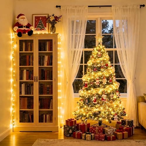 JMEXSUSS 100 LED Warm White Christmas Lights, Indoor String Light Bedroom 8 Modes Christmas Tree Lights Plug in, 33ft Connectable Fairy Twinkle Light Outdoor for Home Garden Xmas Tree Decor thumbnail 3