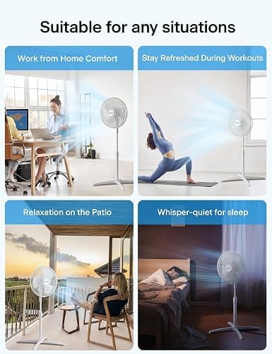 PELONIS 16" Adjustable Oscillating Pedestal Fan for Bedroom, White | Budget Friendly 3-Speed Standing Fan with wide Oscillation and Tilt, Manual Controls for Living Room and Office, Quiet 45dB thumbnail 7