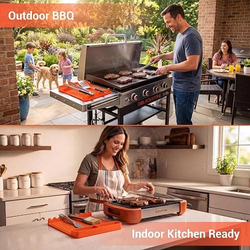 WZGUSXN Heat Resistant Silicone Grill Mat for Blackstone - 2Pack 16x11.5'' Non-Slip BBQ Tool Mat, Outdoor Cooking Camping & Tailgating, for Men Grilling（Orange） thumbnail 7