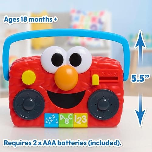 Sesame Street Elmo Take Along Boombox with Lights & Sounds, 5.5-inch Interactive Toy, Learning and Education, Kids Toys for Ages 2 Up by Just Play thumbnail 5