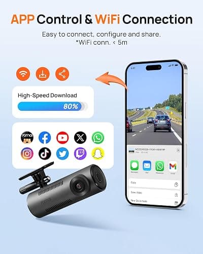70mai Dash Cam M310, Dash Camera for Cars 1296P QHD, Smart Dash Cam Front Built in WiFi, 130° Wide-Angle FOV, WDR, Night Vision, iOS/Android Mobile App, Loop Recording, Parking Monitor, Time-Lapse thumbnail 8