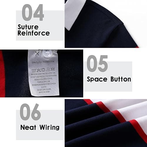Men's Polo Shirts Long Sleeve Striped Dry Fit Casual Collared Pique Golf Polo Shirts for Mens thumbnail 8