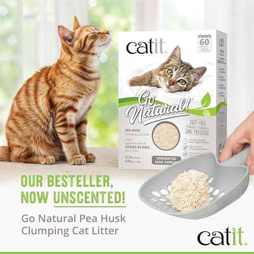 Catit Go Natural Pea Husk Clumping Cat Litter, Unscented, 5.6 kg, Dust Free & Lightweight Cat Litter, Easy to Scoop, Litiere Pour Chat thumbnail 3