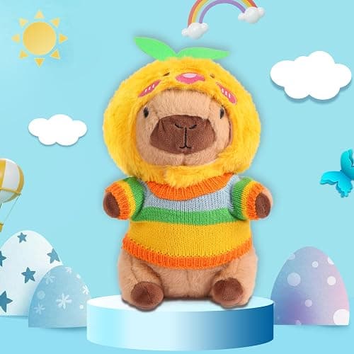 Acgtrick Capybara Plush with 9 Pcs Capybara Costume, Kawaii Dress Up Capybara Stuffed Animal, Dress Up Cute Capybara Plushies for Kids Girls Boys thumbnail 2