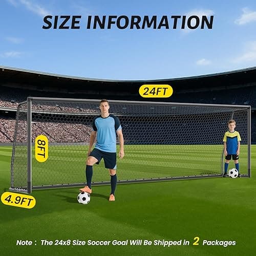 NAIZEA Soccer Goals - 24x8/21x7/18x7/12x6/16x7/10x6/8x6/6x4FT Soccer Goals for Backyard - Metal Soccer Goal for Youth Adult - Multiple Sizes Colors- Perfect for Games Indoor Outdoor thumbnail 3