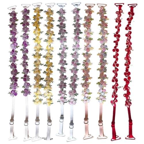Verstellbar BH Träger, 5 Paar Lace Flower BH-Träger, Rutschfeste Elastisch Schultergürtel, Verstellbar Blumenspitze Ersatz Schultergurte für Frauen Tops Kleid - Image 1