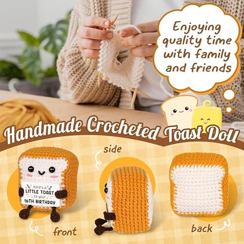 16th Birthday Gifts Girl Boys, Handmade Emotional Support Crochet Toast 16th Birthday Decorations Keepsake, Cute 16 Year Old Gifts fo Friends Daughter Son Niece Newphew Granddaughter Grandson thumbnail 4