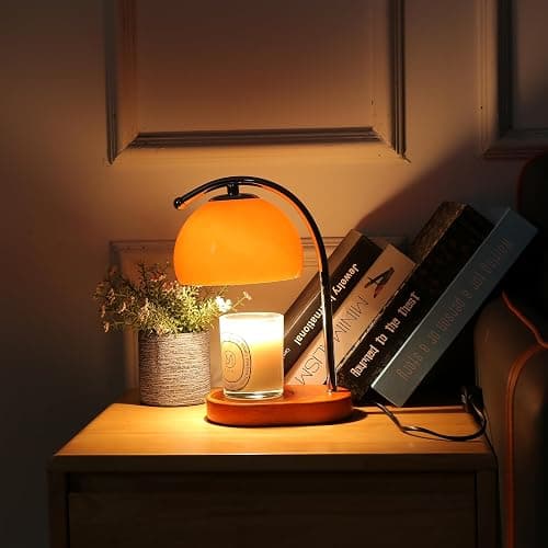 FCTWAKS Mid Century Orange Glass Candle Warmer Lamp with Timer & Dimmer, Mothers Day Birthday Gifts for Women Mom, House Warming Gifts New Home, Wax Warmer Lamp for Bedroom Decor with 2 Bulbs thumbnail 7