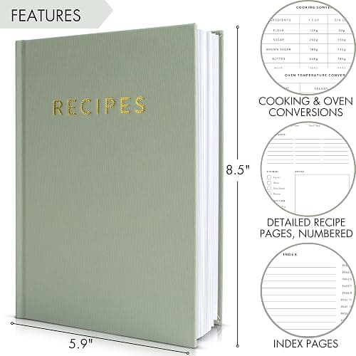 Aesthetic Blank Recipe Book To Write In and Organize Your Own Recipes | The Perfect Waterproof Notebook - Beautiful Blank Cookbook to Keep Everything Organized thumbnail 3