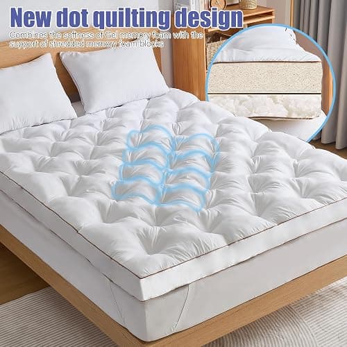 WhatsBedding 4 Inch Memory Foam Mattress Topper Twin for Back Pain Relief, Filled with Breathable Gel Memory Foam, Fluffy Comfort Supportive Pillow Top Mattress Topper, 75x39x4in thumbnail 7